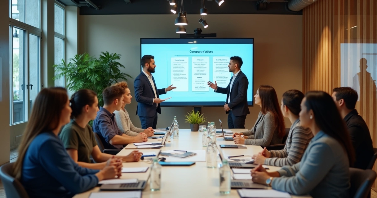 Equipe em integração com novos colaboradores em escritório moderno 