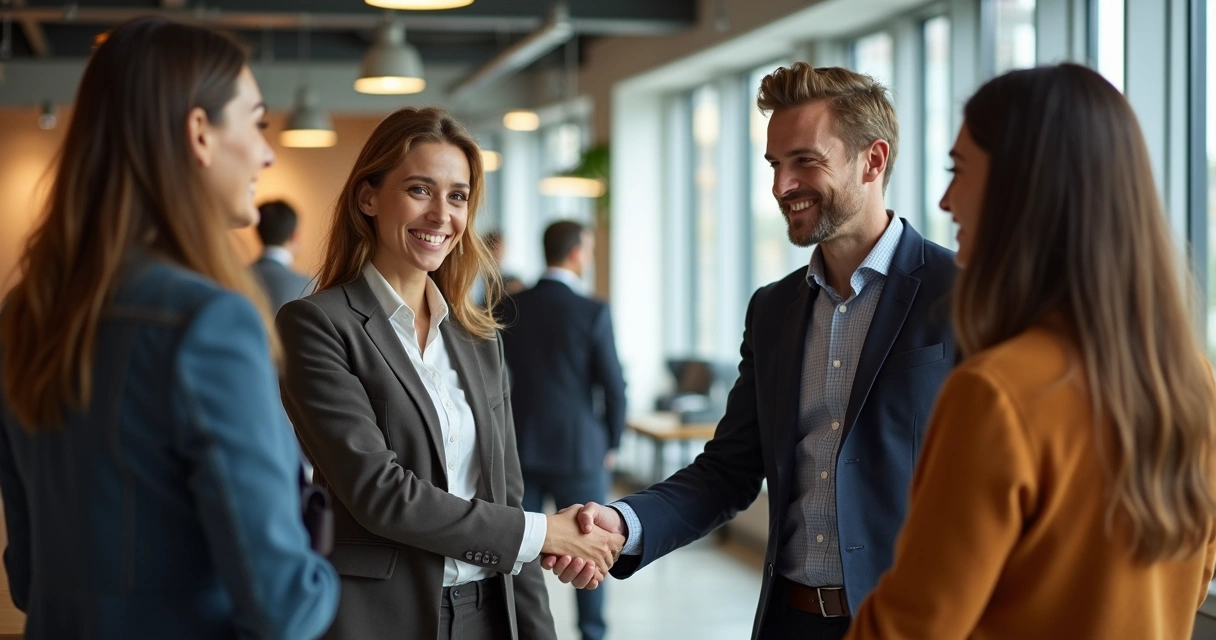 Novo colaborador sendo apresentado à equipe durante onboarding corporativo