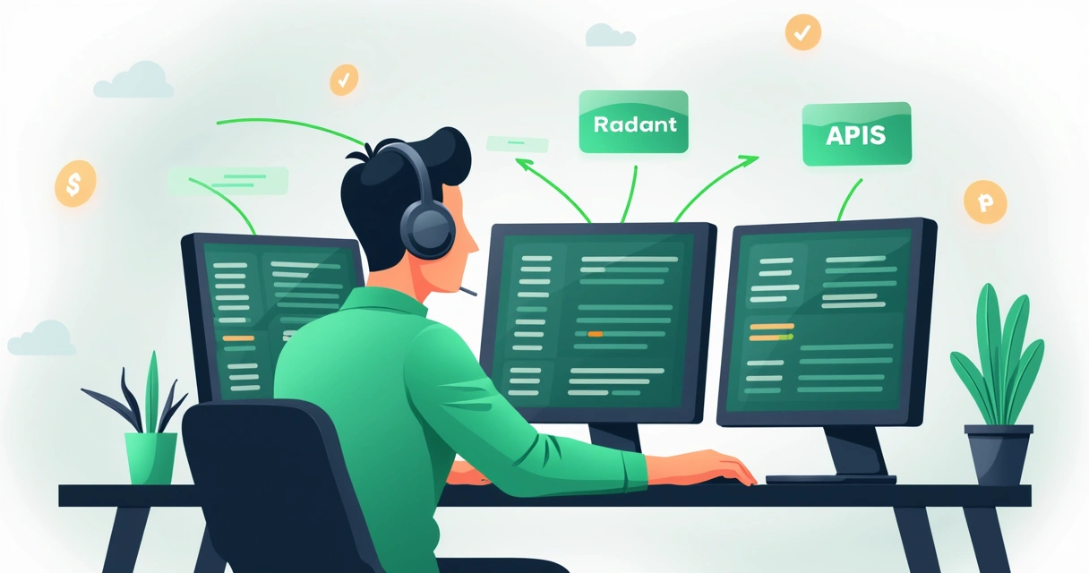 Desenvolvedor conecta APIs de pagamento em vários monitores 