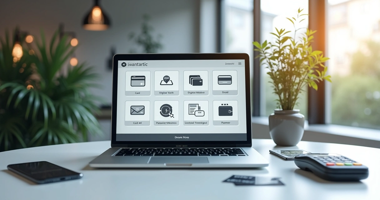 Computador com tela mostrando opções de pagamento online em loja virtual 