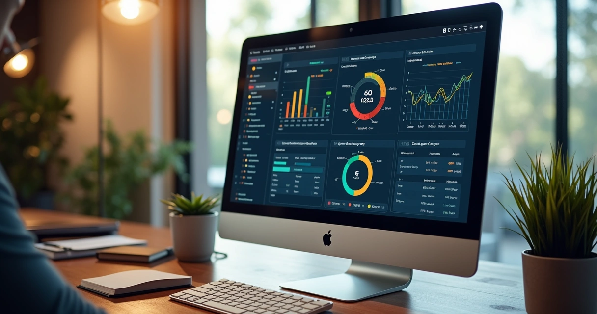 Tela de computador mostrando integração de sistemas de restaurante 