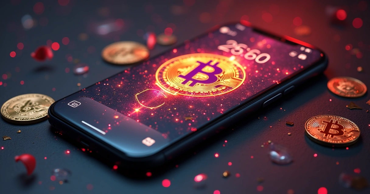 Tela de smartphone mostrando integração segura entre PIX e carteira cripto com ícones de cadeado e criptomoedas ao redor 