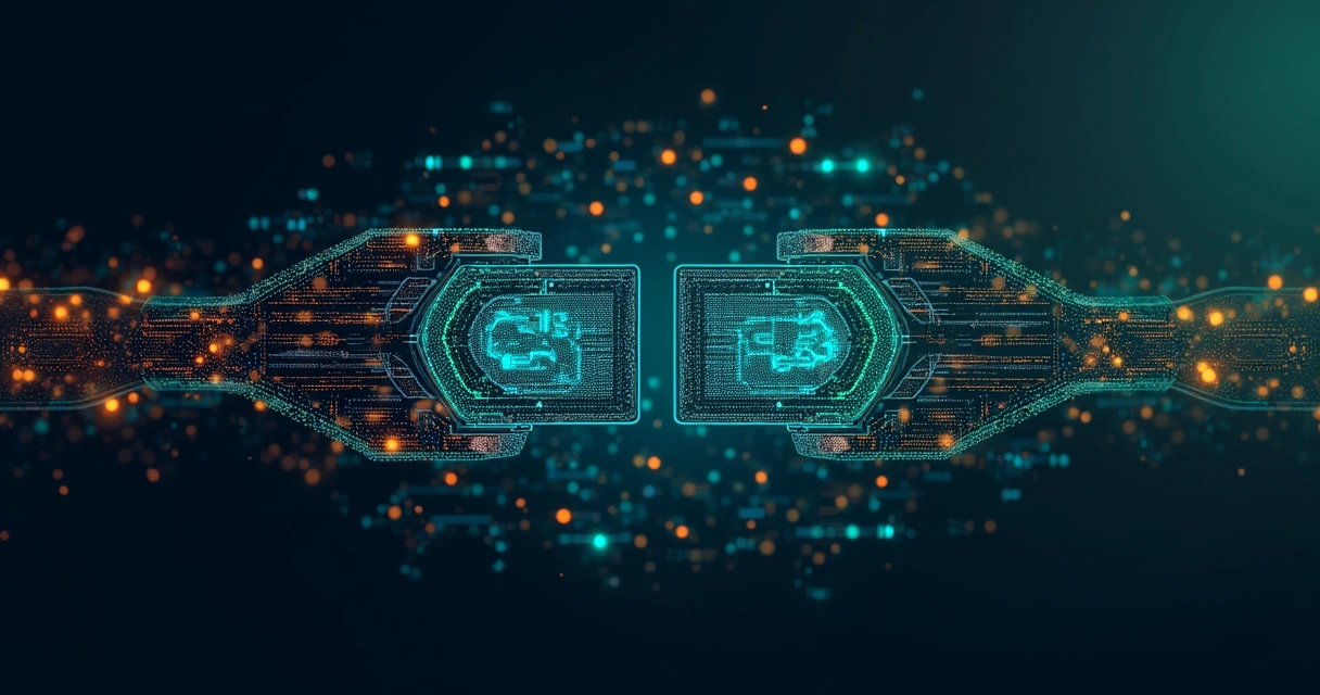 Representação visual de integração API entre duas plataformas digitais 
