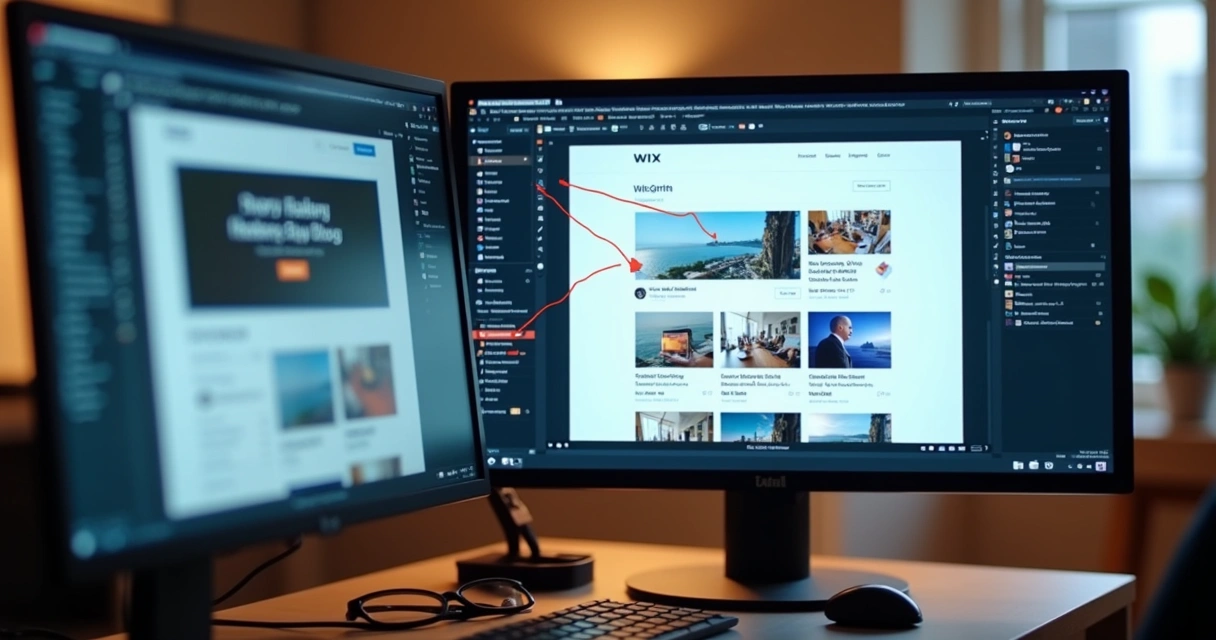 Tela de integração de blog com plataformas WordPress e Wix. 