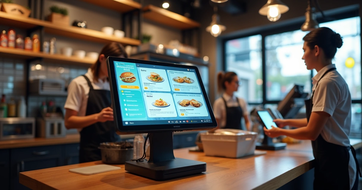 Sistema de PDV mostrando promoções de delivery ativas na tela