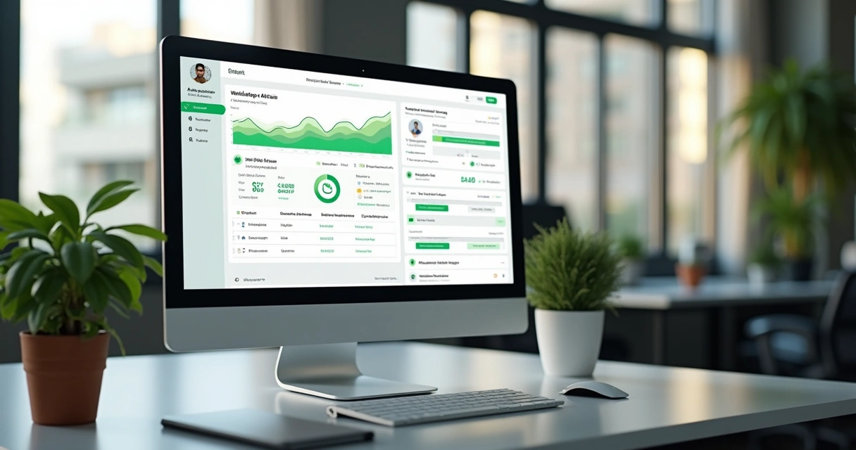 Painel de integração rápida da API Oficial do WhatsApp com gráficos de desempenho em tela de computador moderno 