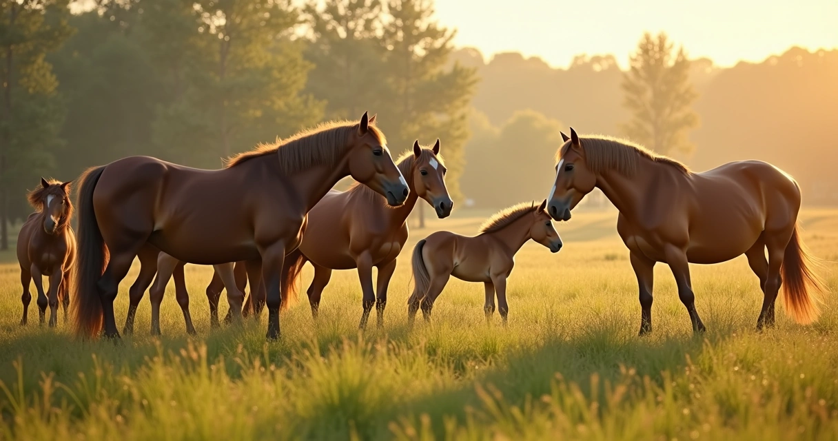 Rebanho de cavalos integrando novo cavalo em campo aberto