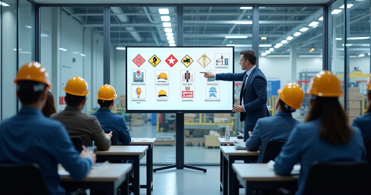 Equipe em integração de segurança em área industrial