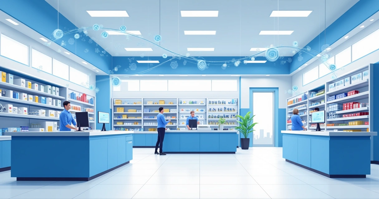 Ilustração da integração entre vendas, estoque e finanças em uma loja 