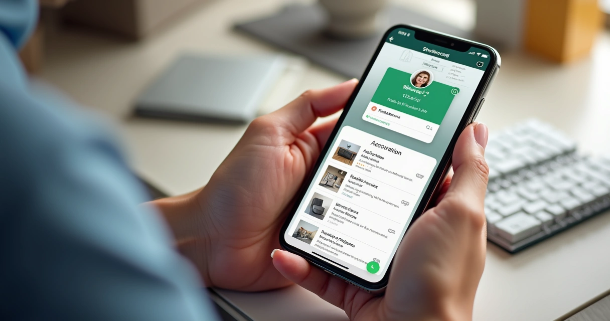 Showroom digital integrado ao WhatsApp em um smartphone 