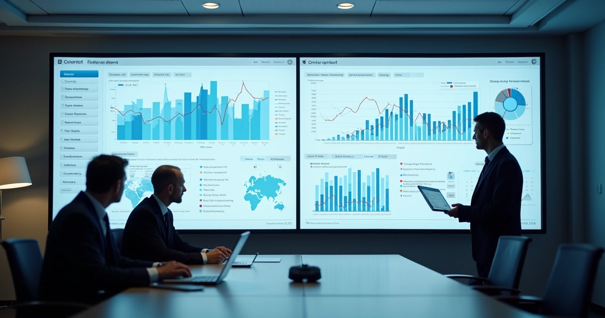 Profissionais analisando integração entre sistema contábil em nuvem e ERP em telas de computadores na empresa