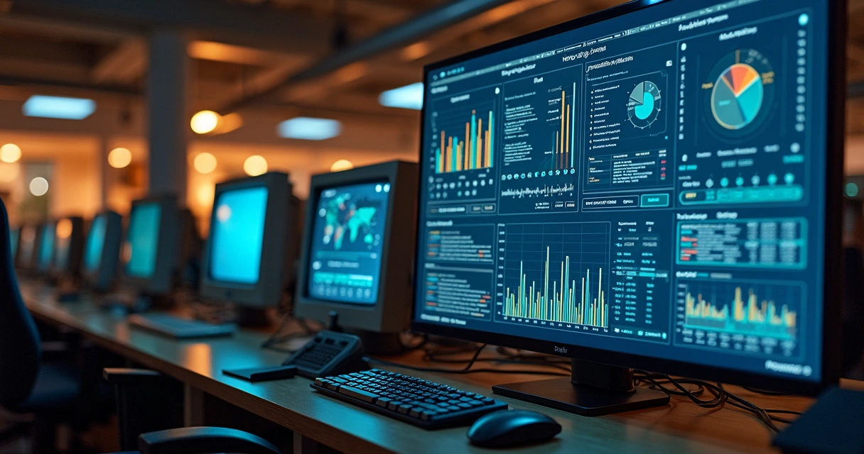 Dashboard de BI mostrando gráficos alimentados por dados de sistemas legados