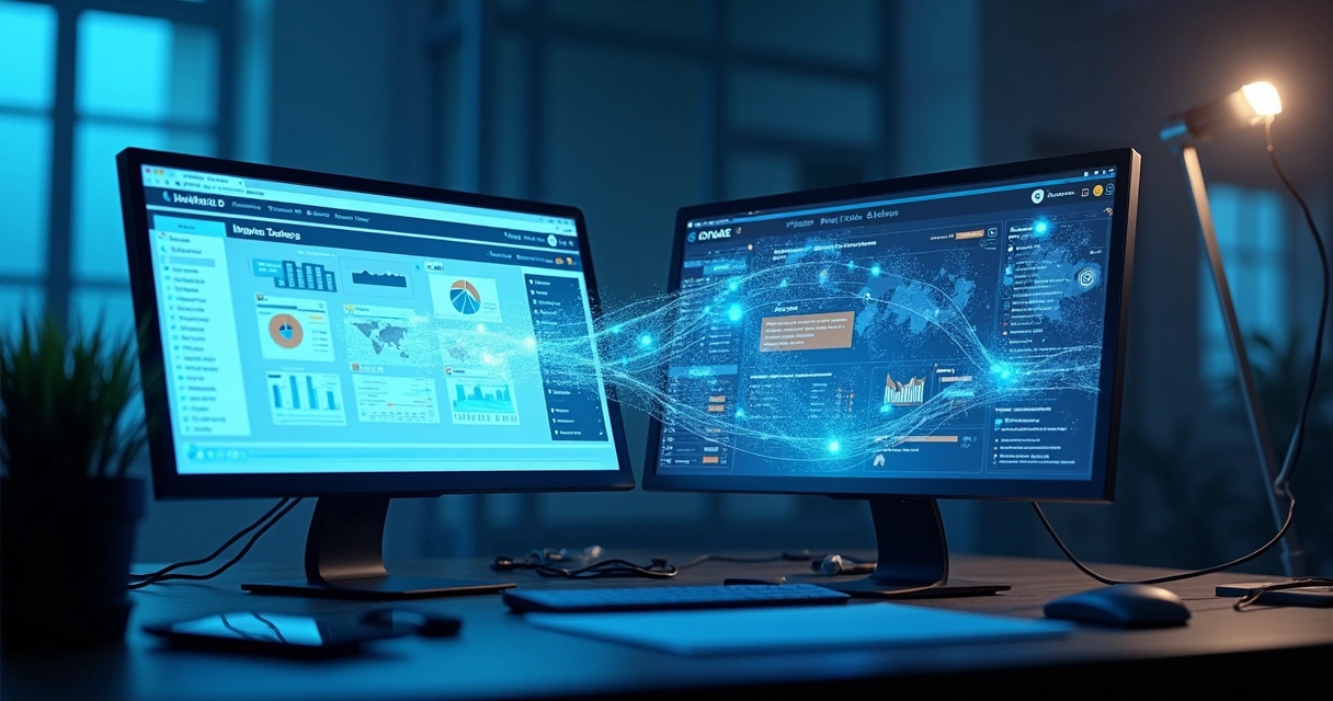 Integração entre sistemas de RH e INSS Empresa em telas de computador 