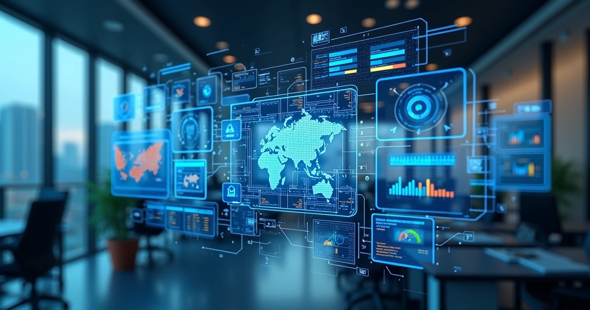 Painéis digitais conectando setores da empresa 