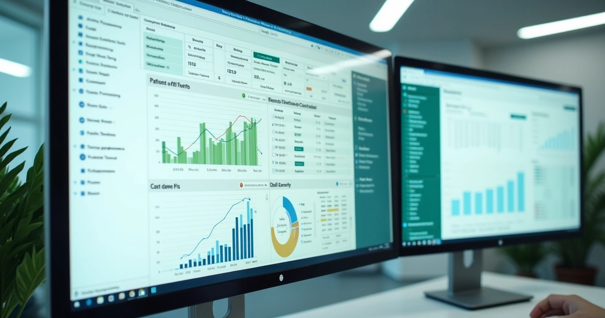 Sistema integrado na clínica mostrando dados financeiros e clínicos unificados 