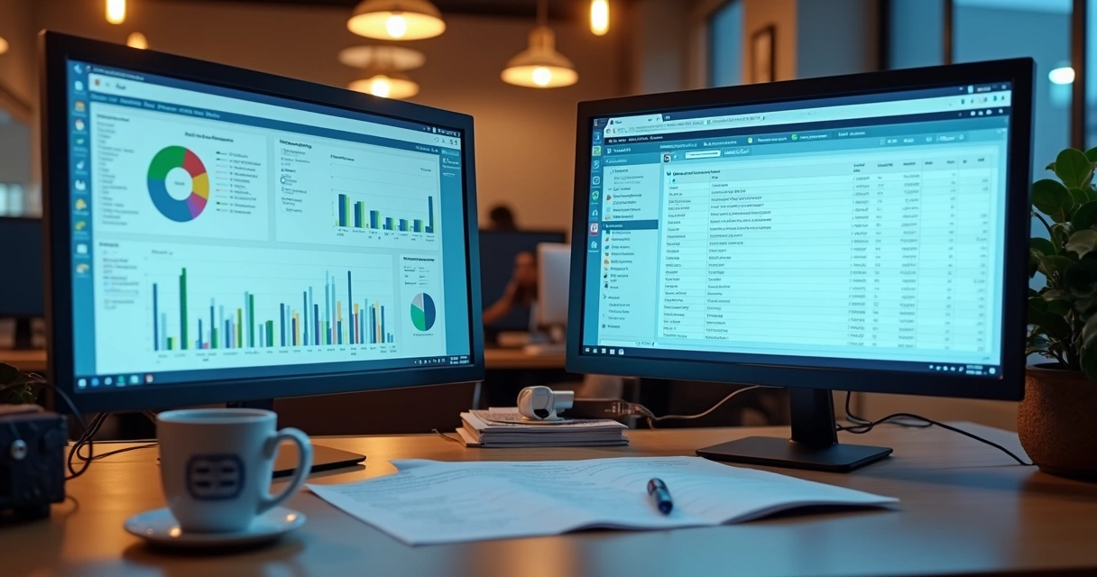 Tela de integração de CRM com ERP em escritório de pequena empresa 