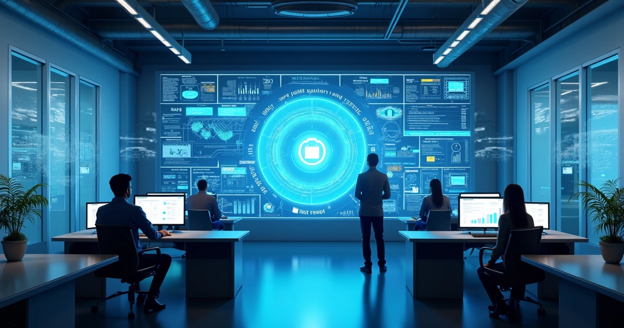 Painel digital exibindo integração de sistemas de gestão e vendas 