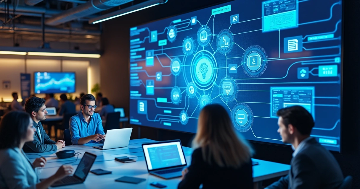 Equipe analisa integração de sistemas com IA 