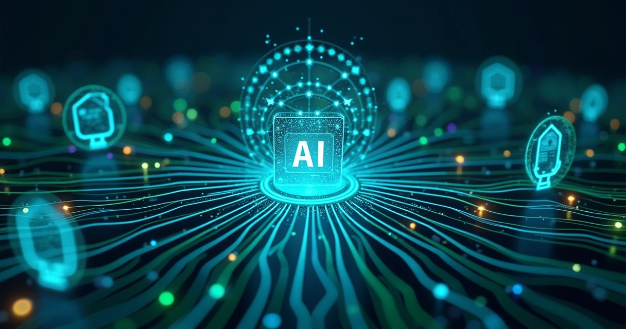 Representação visual da integração de sistemas de atendimento por IA 