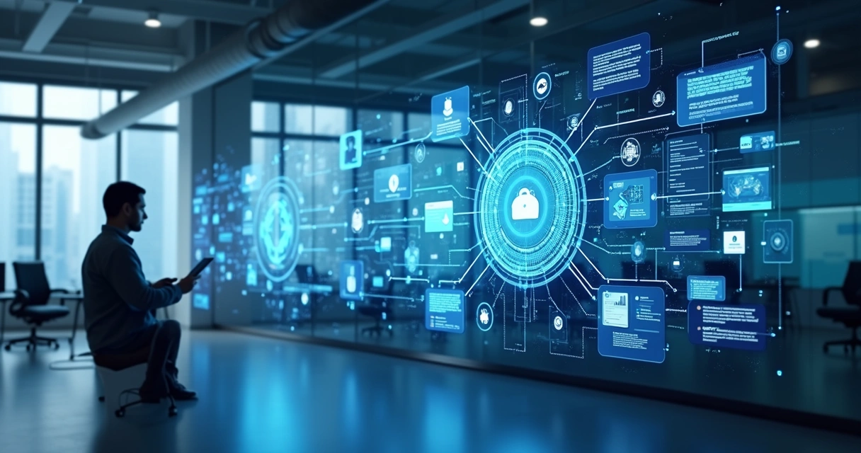 Fluxo de integração entre sistemas e agente de IA corporativo 