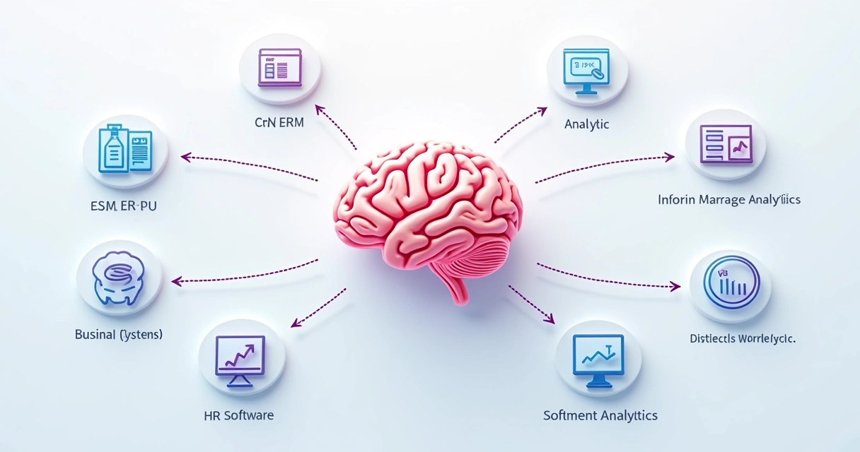 Diagrama de integração de IA com sistemas empresariais 