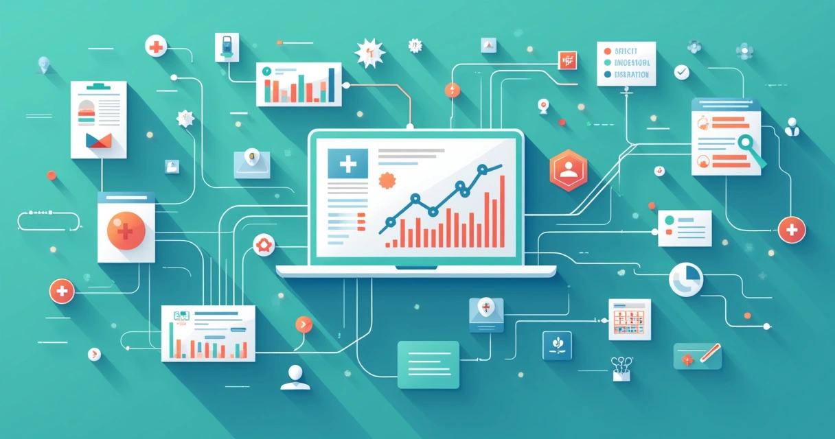 Painéis digitais conectando diferentes setores médicos