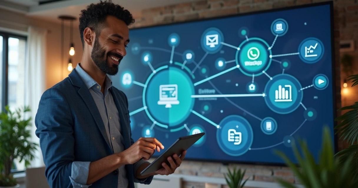 Tela mostrando integração de vários sistemas digitais 