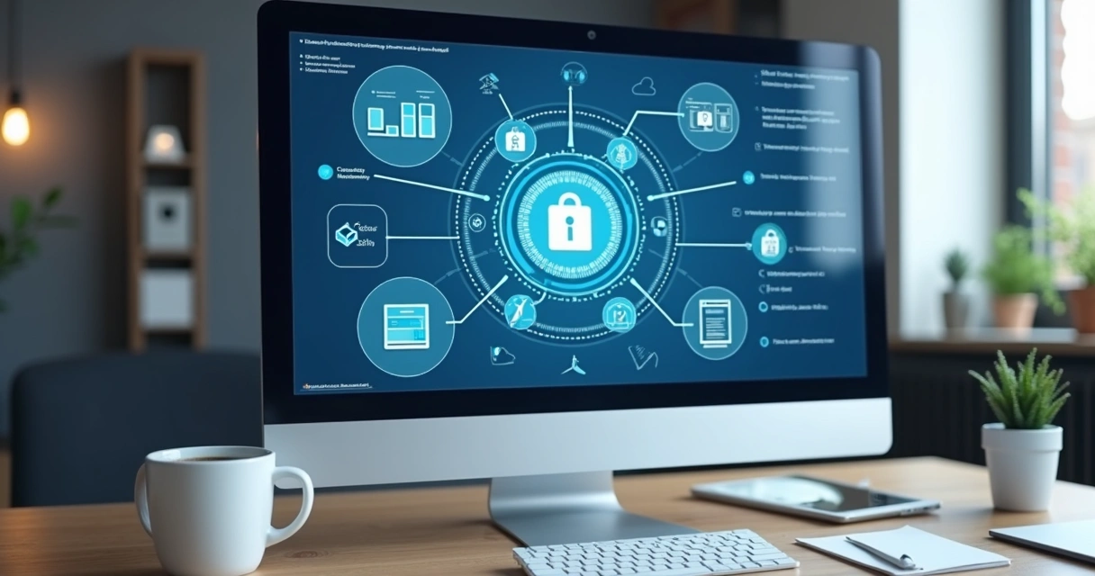 Tela de computador com integração entre sistemas de RH e ponto eletrônico 