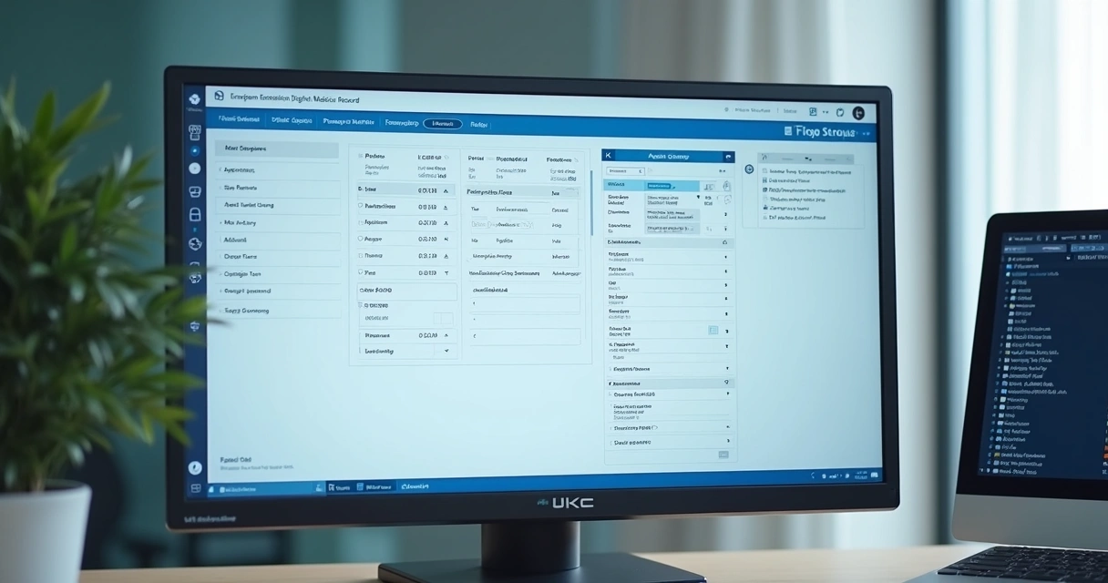Tela de computador exibindo sistema de prontuário integrado a agenda e laboratório