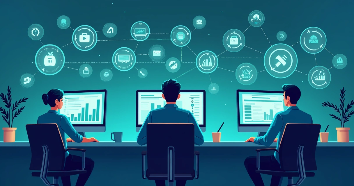 Elementos digitais mostrando integração entre site, CRM e marketing 