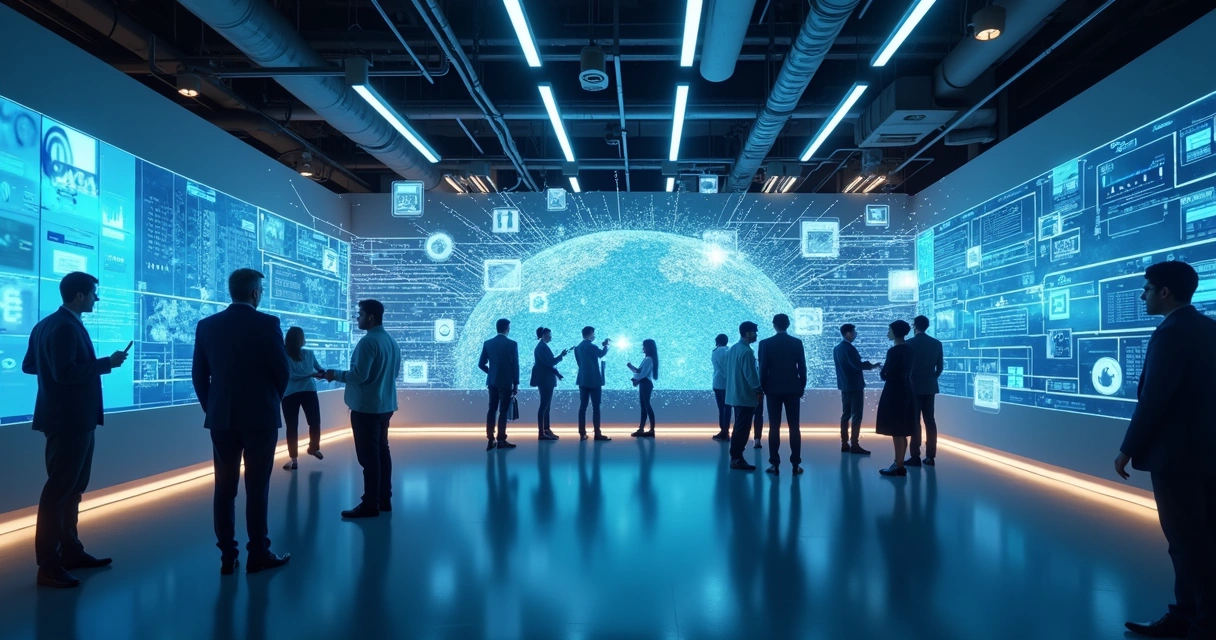 Representação de integração de software entre setores de uma empresa. 