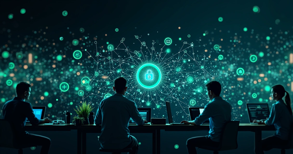Ilustração mostrando integração de soluções de marketing digital, IA, CRM e atendimento humano para clínicas odontológicas 