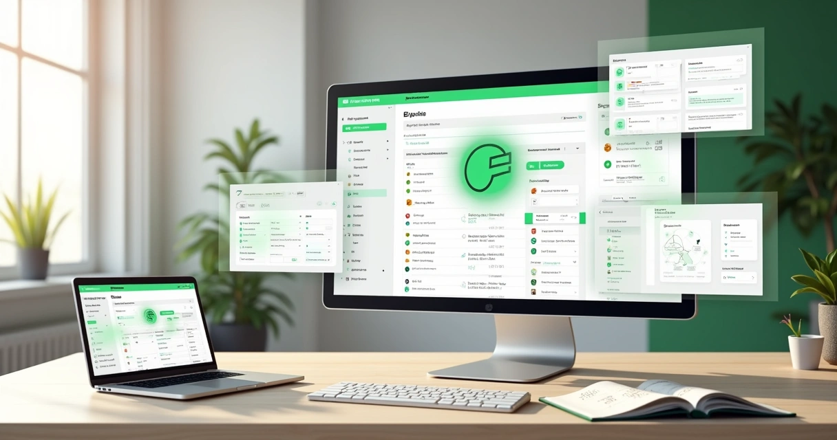Tela com painel do Supabase integrada a ferramentas no-code em um ambiente de trabalho digital 