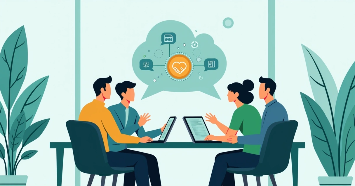 Equipe comercial conectando tecnologia e parceiros 