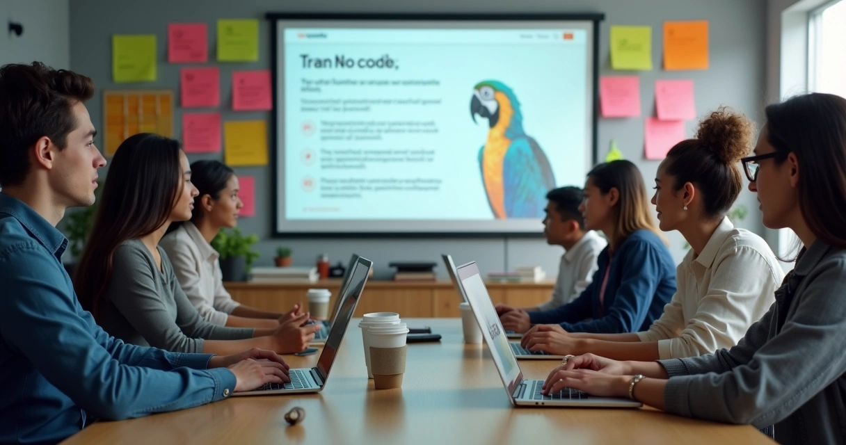 Colaboradores usando sistema num workshop de treinamento 