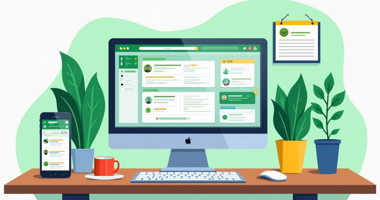 Tela de sistema de gestão mostrando integração com WhatsApp
