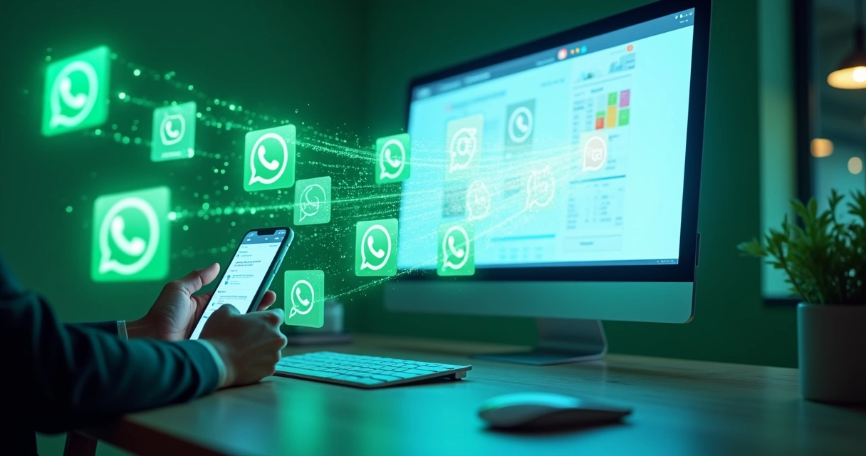 Fluxo digital de mensagens integrando WhatsApp ao CRM
