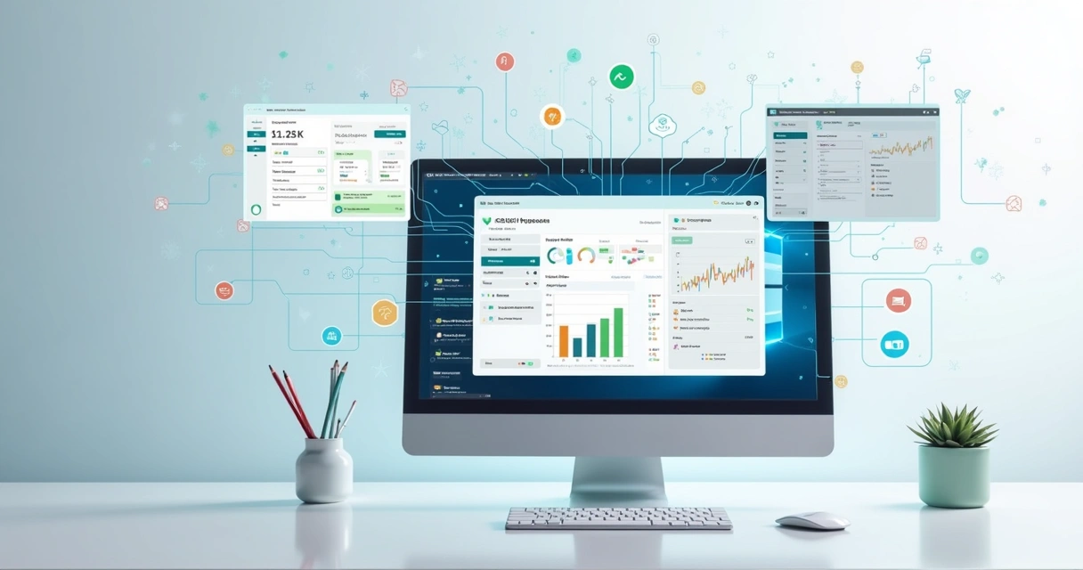 Aplicativo de WhatsApp integrado com painel de CRM e ERP em fundo branco 