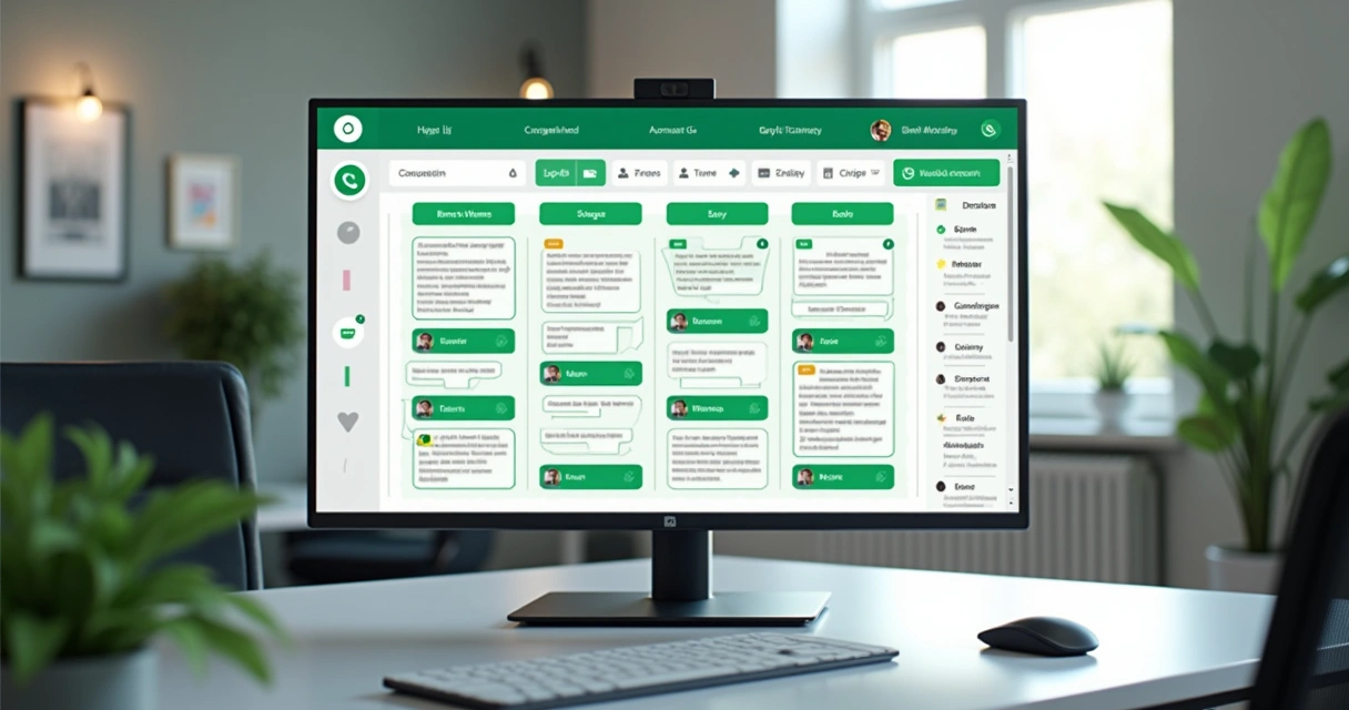 Painel de CRM Kanban integrado ao WhatsApp com contatos e fluxos de mensagem