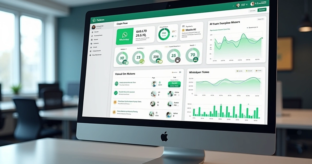 Painel mostrando integração WhatsApp e dados em tempo real