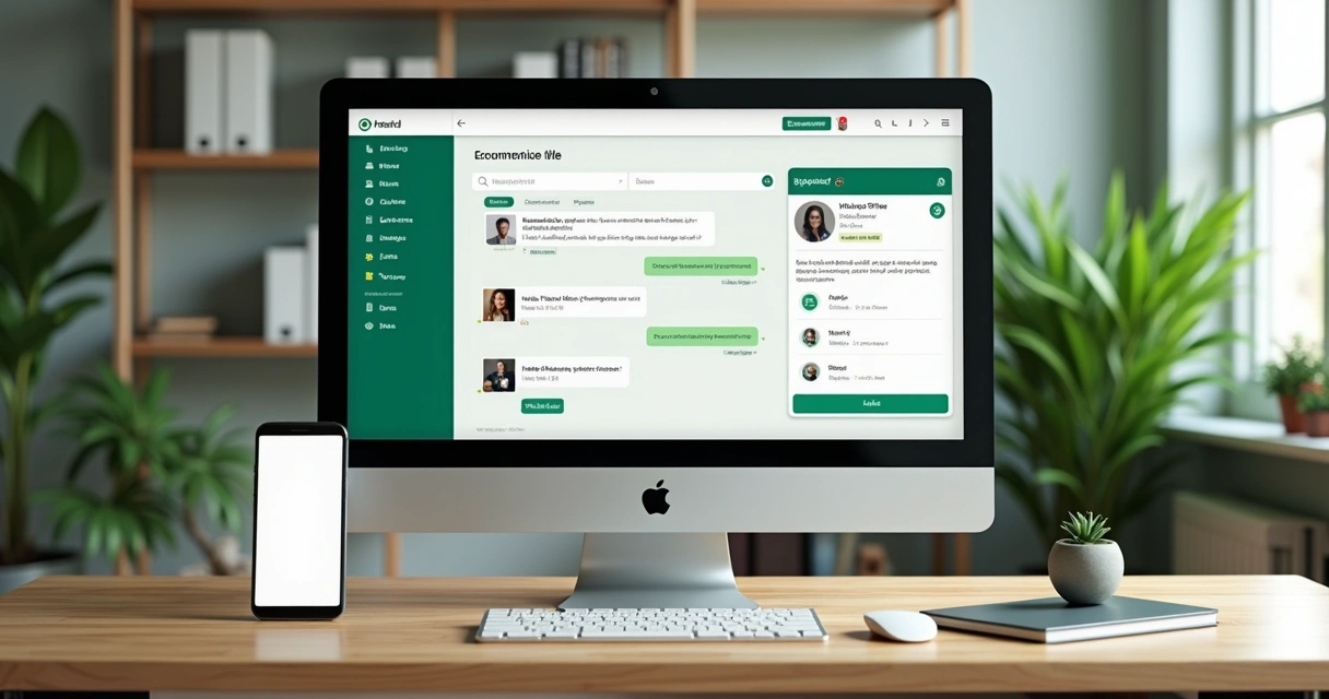 Tela de computador mostrando integração entre WhatsApp e e-commerce 