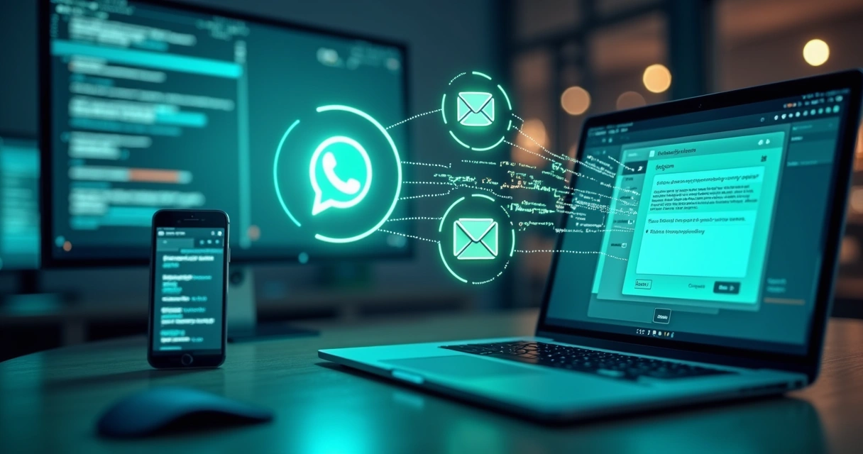 Fluxo integrado entre WhatsApp e e-mail com site 