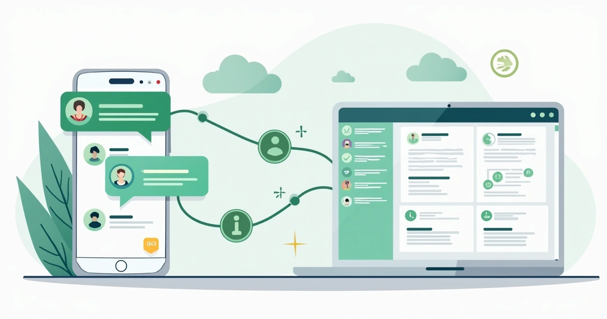 Painel de integração entre WhatsApp e ERP com fluxos de dados 