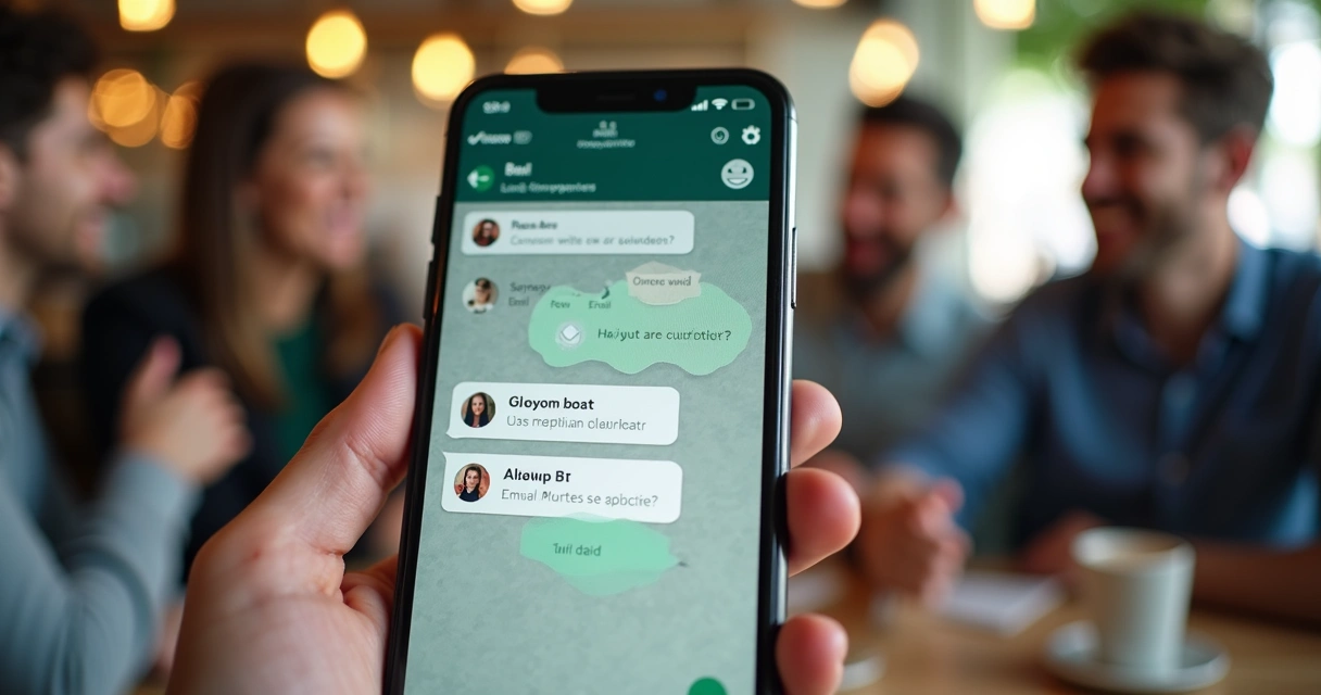 Celular com pesquisa de feedback aparecendo no WhatsApp 