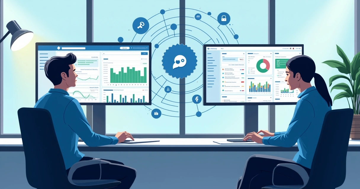Integração visual entre WhatsApp, IA e dashboard de CRM, com pessoas sorrindo monitorando indicadores