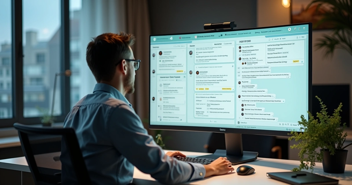 Gestor de vendas acessando o WhatsApp integrado em um sistema imobiliário 