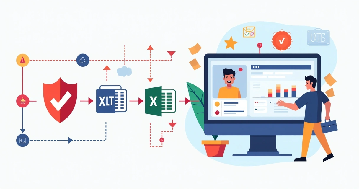 Ilustración de flujo automatizado de importación de datos hacia un sistema digital de recursos humanos. 