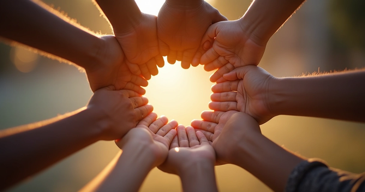 Manos unidas simbolizando la integración humana del cambio personal