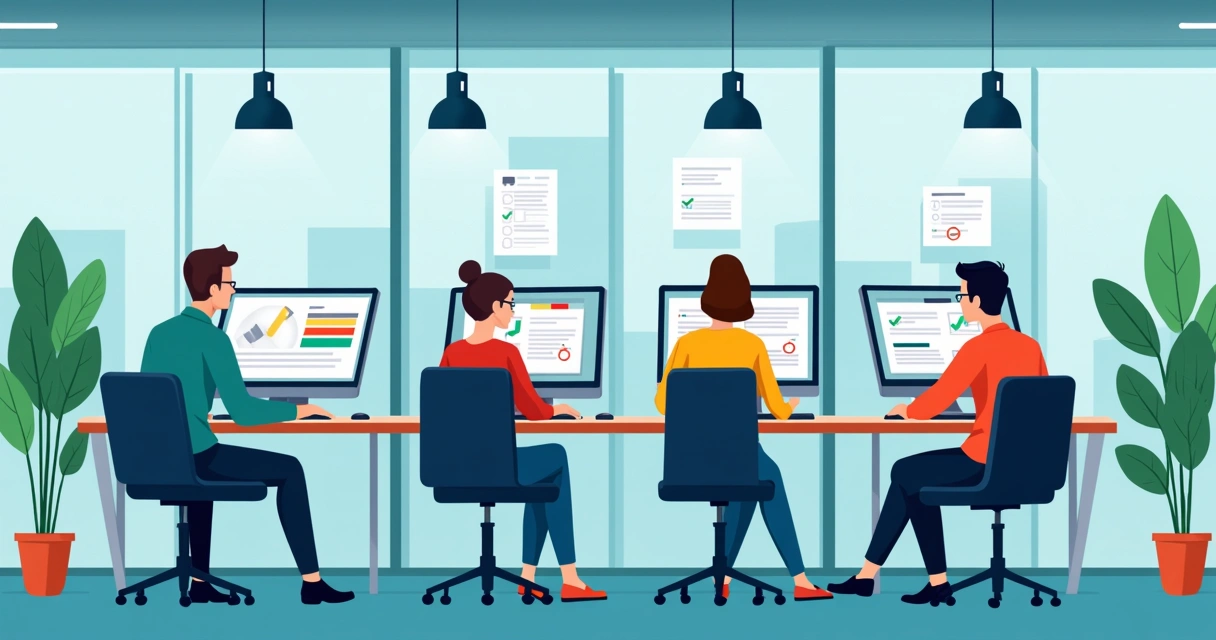 Colaboradores siendo integrados digitalmente en una oficina moderna 