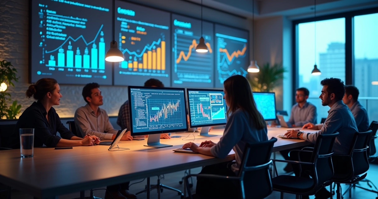 Equipe de contabilidade usando computadores integrados 